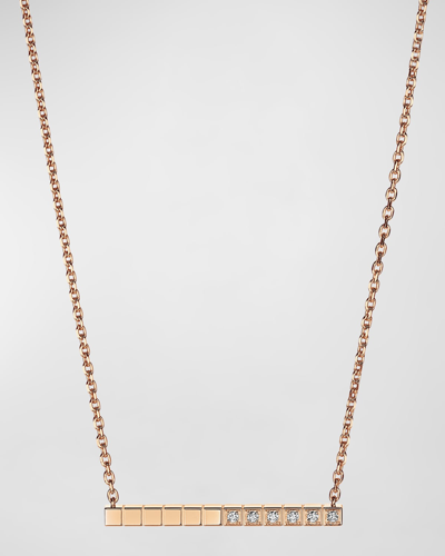 Shop Chopard Ice Cube 18k Rose Gold Diamond Bar Necklace In 15 Rose Gold