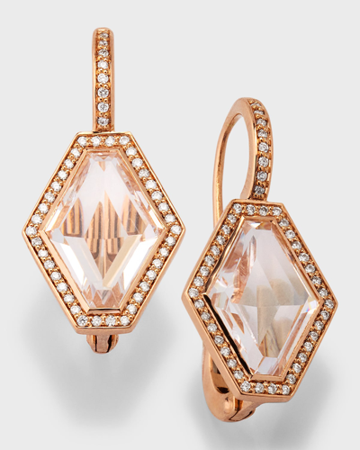 Shop Walters Faith Bell 18k Rose Gold Diamond And Rock Crystal Hexagonal Earrings In 40 White