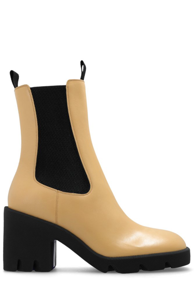 Shop Burberry Stride Platform Ankle Boots In Beige