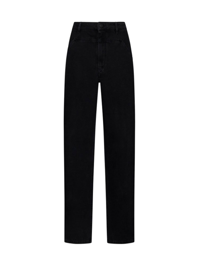 Shop Lemaire Straight Leg Cropped Jeans In Black