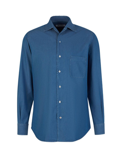 Shop Loro Piana André Buttoned Denim Shirt In Blue