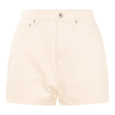 Shop Kenzo Logo Patch Bleached Shorts In White