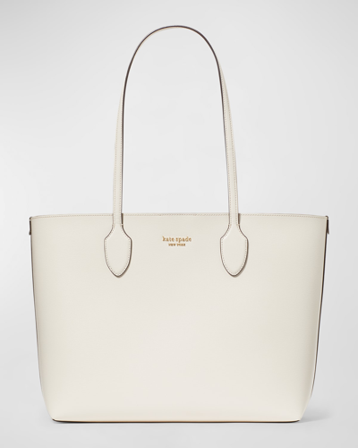 Shop Kate Spade Bleecker Large Saffiano Leather Tote Bag In Parchment