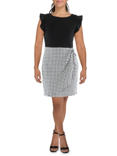 Shop Dkny Womens Knit Colorblock Shift Dress In Black
