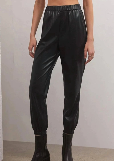 Shop Z Supply Lenora Faux Leather Jogger In Black