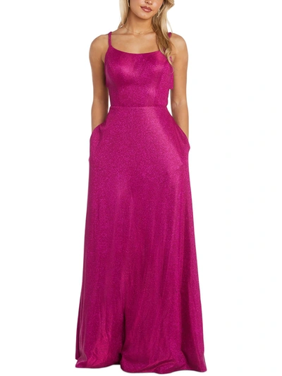 Shop Morgan & Co. Juniors Womens Open Back Maxi Evening Dress In Pink