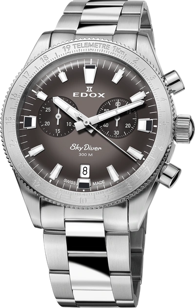Shop Edox Men's Skydiver 40mm Quartz Watch In Silver
