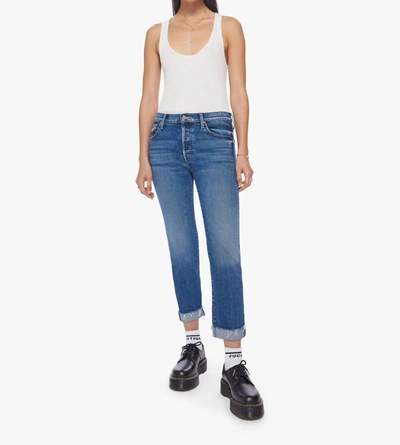 Shop Mother Scrapper Cuff Ankle Fray Jean In Smashing Banjos In Multi