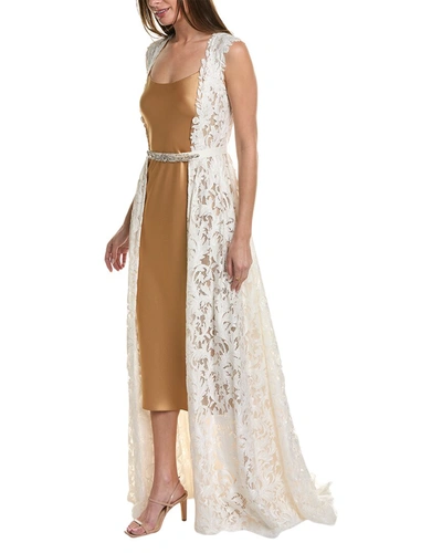 Shop Tadashi Shoji Lace Wrap Gown In White