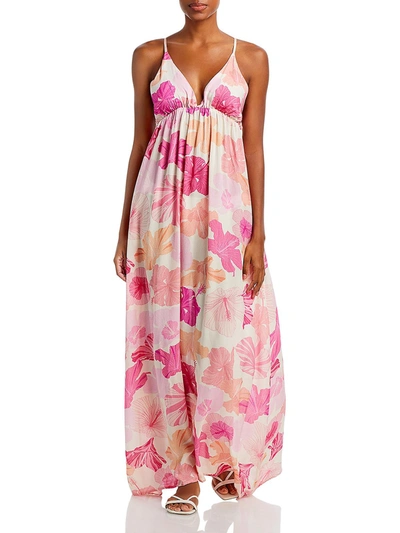 Shop Tiare Hawaii Gracie Womens Crinkled Long Maxi Dress In Pink