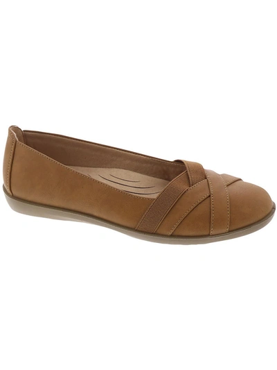 Shop Lifestride Northern Womens Faux Leather Arch Support Ballet Flats In Brown