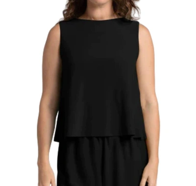 Sympli Flared Shell Top In Black In Black