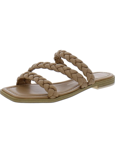 Shop Dolce Vita Womens Faux Leather Slip-on Slide Sandals In Beige