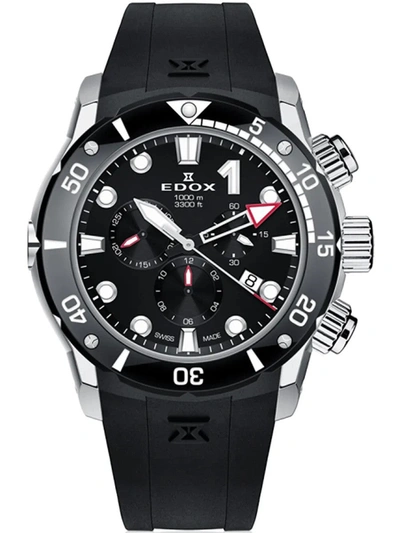 Shop Edox Men's Co-1 45mm Quartz Watch In Black