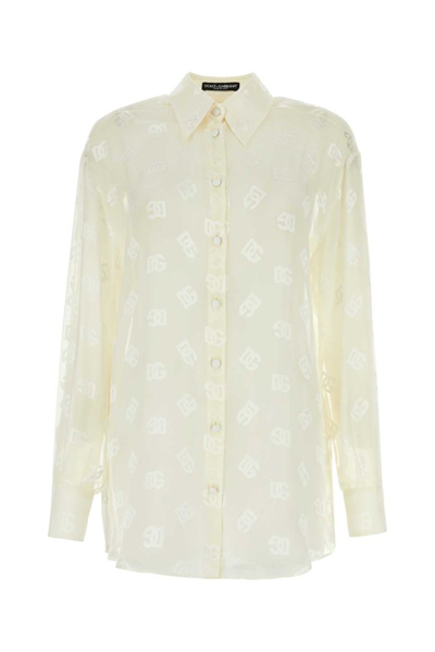 Shop Dolce & Gabbana Dg Logo Jacquard Shirt In White