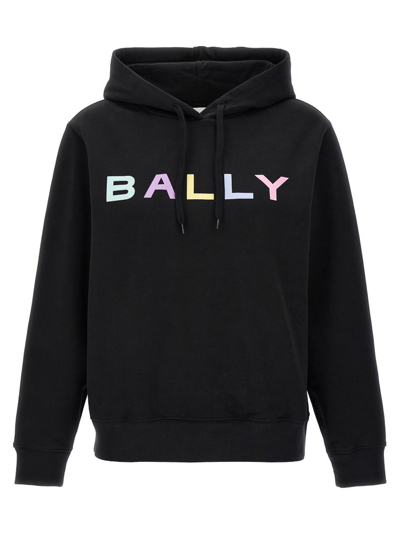 Shop Bally Logo Printed Drawstring Hoodie In Black