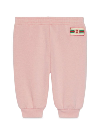 Shop Gucci Pantaloni Sportivi Con Applicazione Logo In Pink