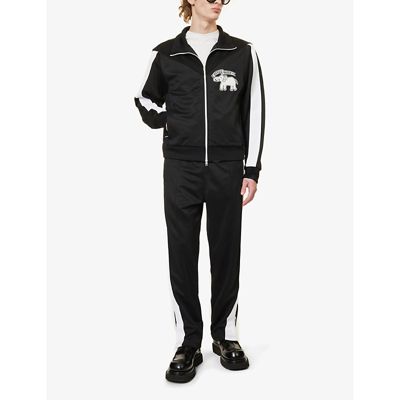 Shop Kenzo Elephant Brand-appliqué Stretch-jersey Jacket In Black