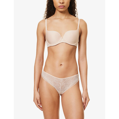 Chantelle Womens Golden Beige Norah T-shirt Stretch-woven Bra In Golden Beige