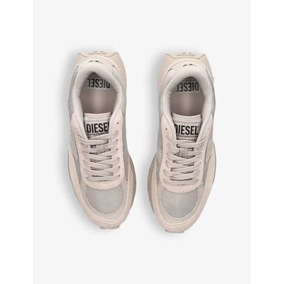 Shop Diesel Women's Grey Tyche Logo-print Leather Low-top Trainers