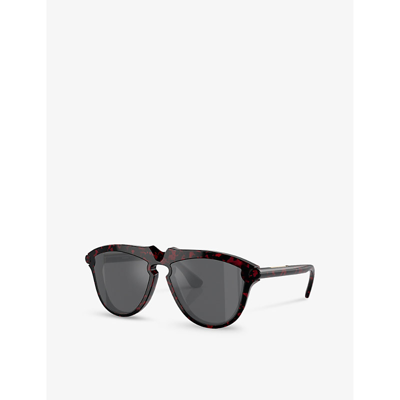 Shop Burberry Womens Red Be4417u Pilot-frame Acetate Sunglasses