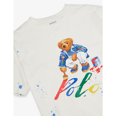 Shop Polo Ralph Lauren Boys White Kids Boy's Polo Bear-print Cotton-jersey T-shirt