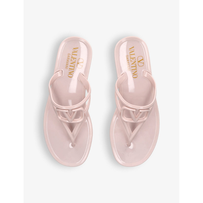 Shop Valentino Garavani Women's Pale Pink Vlogo Rubber Thong Sandals