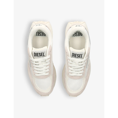 Shop Diesel Women's White Tyche Logo-print Leather Low-top Trainers