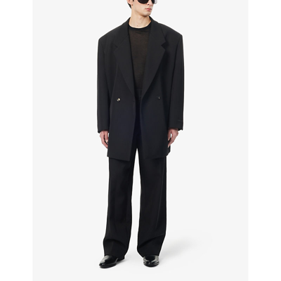 Shop Fear Of God Men's Black California Notched-lapel Oversized Wool And Cotton-blend Jacket