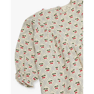 Shop Konges Slojd Cherry Motif Cherry-print Organic-cotton Dress 9-3 Months