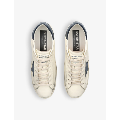 Golden Goose White Lace Up Leather Sneakers In Beige