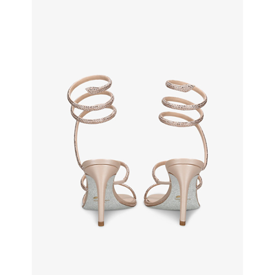 René Caovilla Rene Caovilla Womens Blush Cleo 80 Crystal-embellished Leather Heeled Sandals In Blush