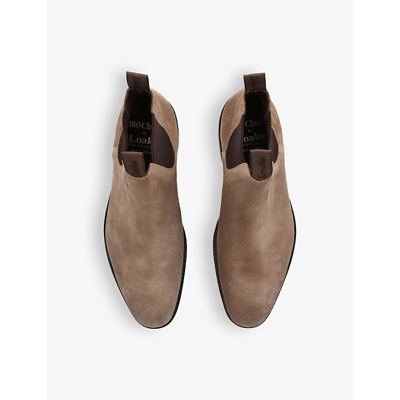 Shop Loake Mens Taupe Emsworth Welted-sole Suede Chelsea Boots In Brown