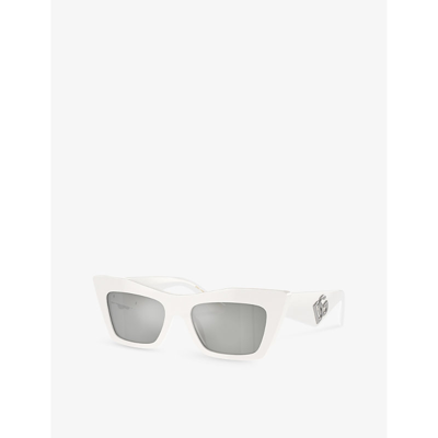 Shop Dolce & Gabbana Women's White Dg4435 Cat-eye Frame Acetate Sunglasses