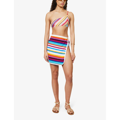 Shop Missoni Women's Multicolor Chevron Chevron-patterned High-rise Cotton-blend Mini Skirt