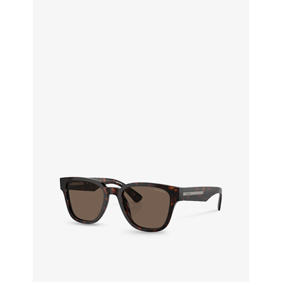 Shop Prada Womens Brown Pr A04s Pillow-frame Acetate Sunglasses