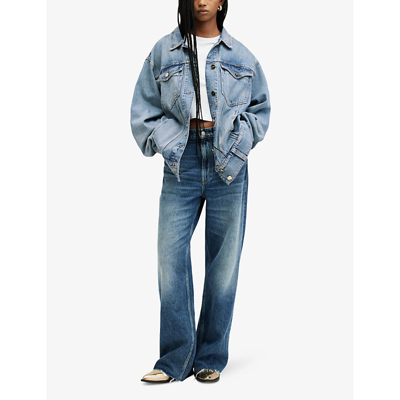 Shop Allsaints Women's Vintage Indigo Willow Oversized Denim Trucker Jacket
