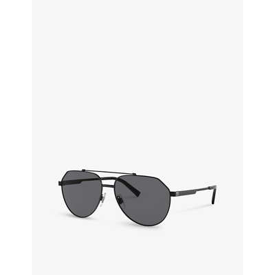 Shop Dolce & Gabbana Women's Black Dg2288 Pilot-frame Steel Sunglasses
