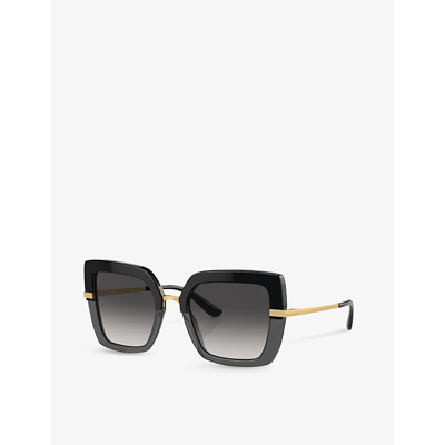 Dolce & Gabbana Womens Black Dg4373 Square-frame Acetate Sunglasses In Black