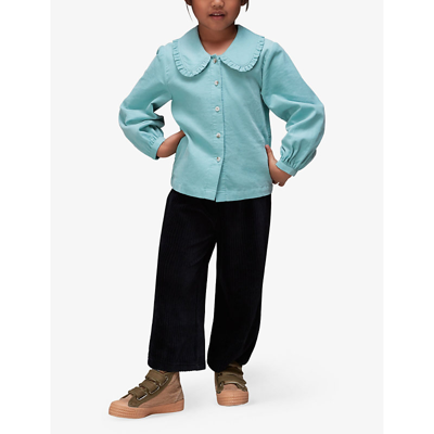Shop Whistles Girls Blue Kids Frill-collar Long-sleeved Cotton-corduroy Shirt 3-9 Years