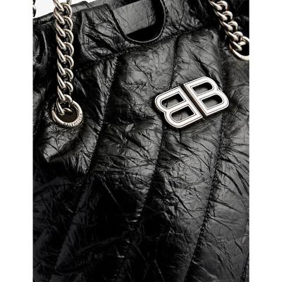 Shop Balenciaga Women's Black Crush Brand-plaque Leather Tote Bag