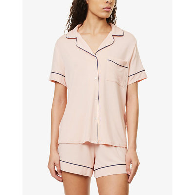 Shop Eberjey Women's Rose Cloud/navy Gisele Regular-fit Stretch-jersey Pyjamas