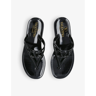 Valentino Garavani Woman Thong Sandal Black Size 8 Synthetic Fibers In Black