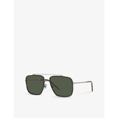 Shop Dolce & Gabbana Women's Silver Dg2220 Square-frame Metal Sunglasses