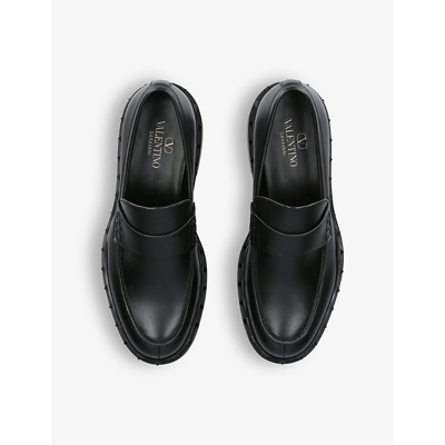 Shop Valentino Garavani Men's Black Rockstud Spike-embellished Leather Loafers