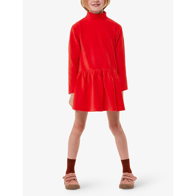 Shop Whistles Girls Red Kids High-neck Ribbed Stretch-jersey Dress 3-12 Years