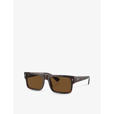Prada Womens Brown Pr A10s Rectangle-frame Acetate Sunglasses In Brown