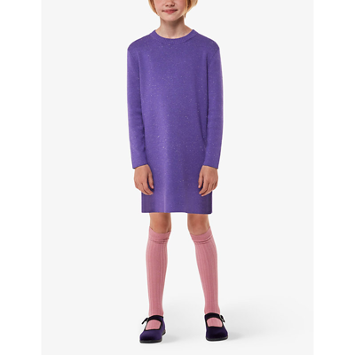 Shop Whistles Girls Lilac Kids Annie Metallic-thread Knitted Dress 3-12 Years