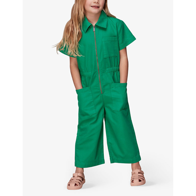 Shop Whistles Girls Green Kids Ryley Short-sleeved Cotton Jumpsuit 3-12 Years