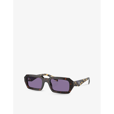 Prada Tortoiseshell-effect Rectangular Sunglasses In Brown